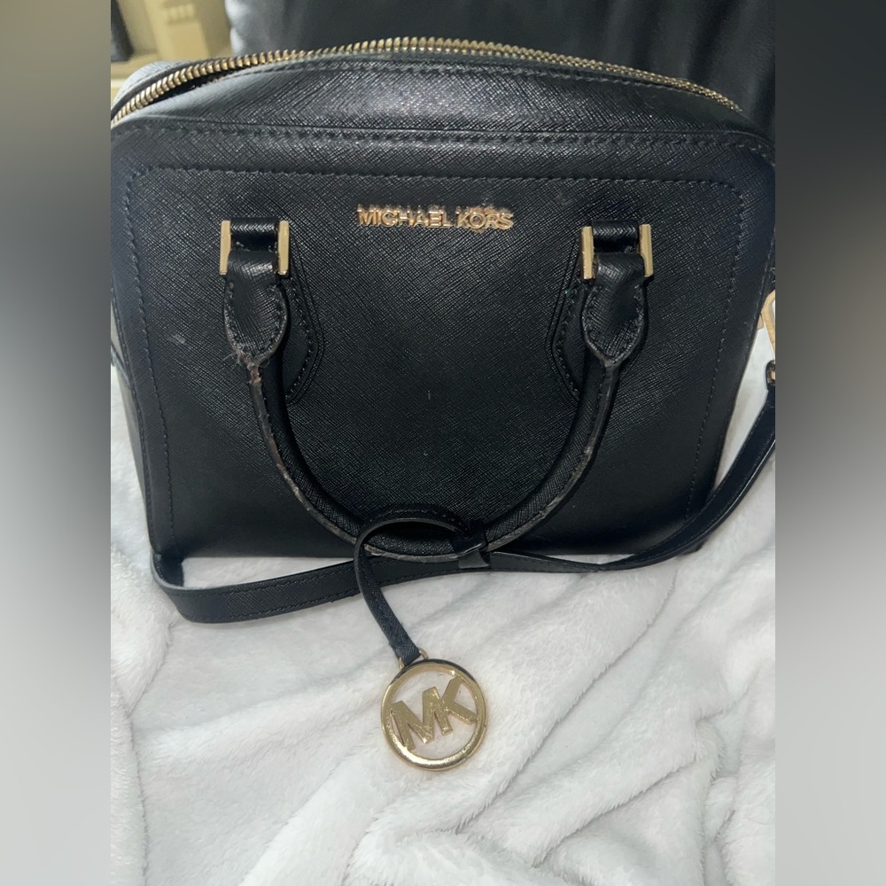 Michael Kors Black Satchel with Gold Accents